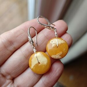 Elegant Silver Earrings with real Danish amber beads